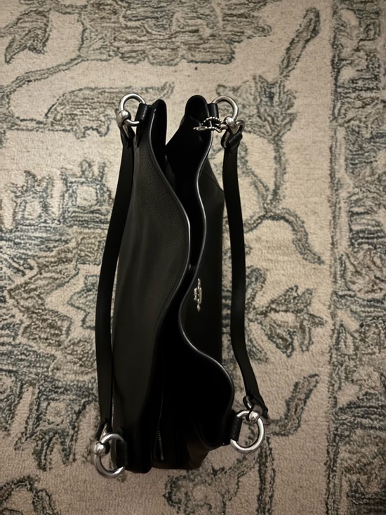 Coach Black Pebbled Leather Shoulder Bag with Silver Hardware - Picture 3 of 11